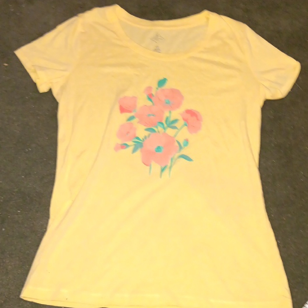 St. John's Bay Yellow Floral Short Sleeve Tee